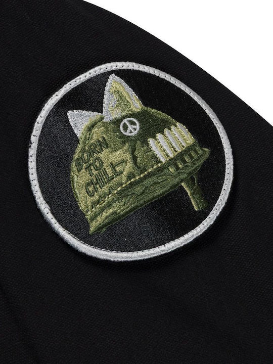 Long Sleeve Overshirt In Regular Fit Camo Black