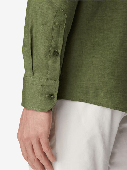 Karl Lagerfeld Long Sleeve Linen Shirt in Regular Fit Green