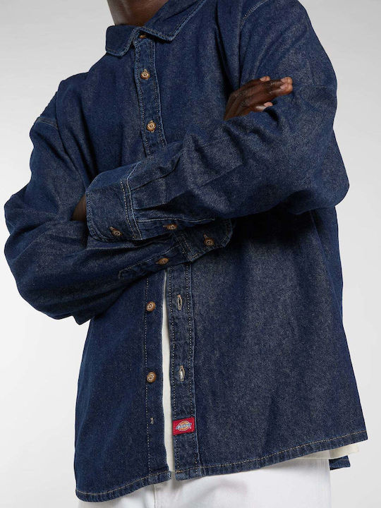 Langärmeliges Denim Hemd Dunkel Indigo