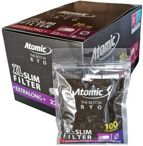 Atomic Xl Slim Filter Extra Long 6mm 100 Φιλτράκια Στριφτού 1 Σακουλάκι