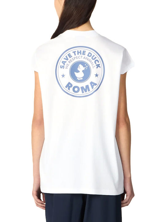 Save The Duck Damen Oversized T-Shirt Weiß-Blau
