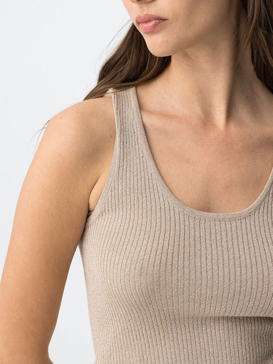 Women's Blouse with Spaghetti Straps Beige