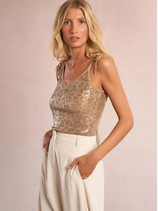 Women's Blouse Animal Print Gold