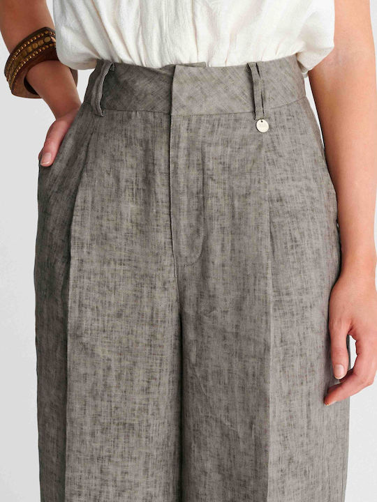 Hosen Für Damen Leinen Grau