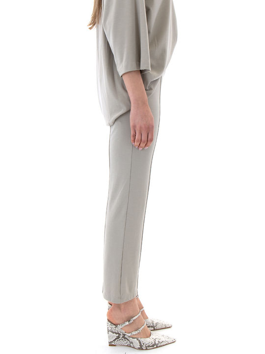 Women's Fabric Trousers with Rubber Band in Regular Fit Gray