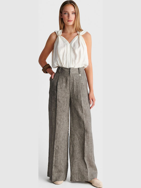 Hosen Für Damen Leinen Grau