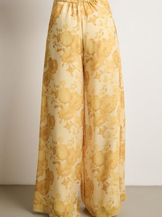 Women's Yellow Set with Trousers with Elastic Floral