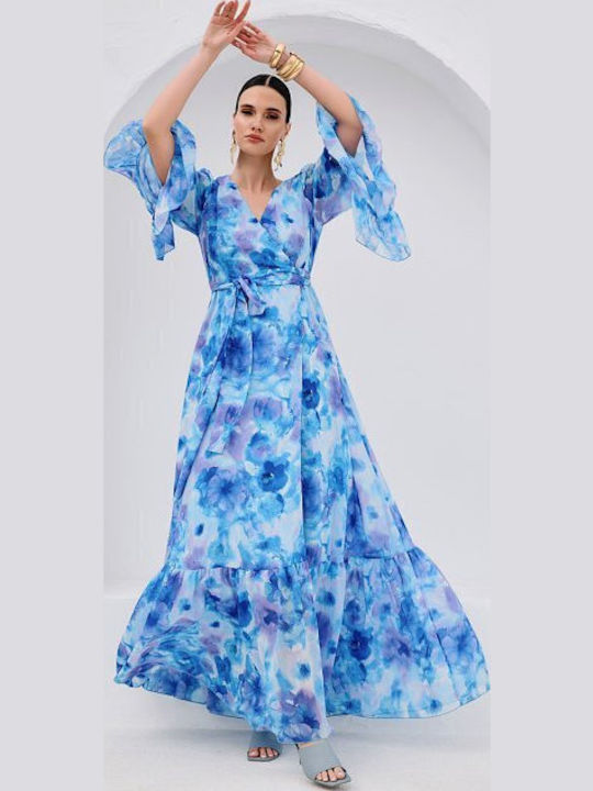 Summer Maxi Dress for Wedding Christening Blue