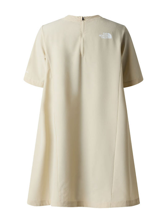 Summer Mini Athletic Dress T-Shirt Short Sleeve Beige