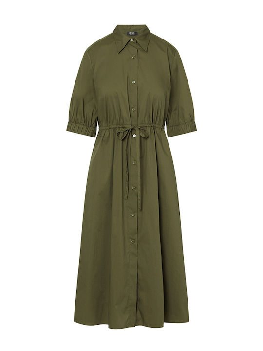 Summer Midi Shirt Dress Khaki VA6117TS330 X0763