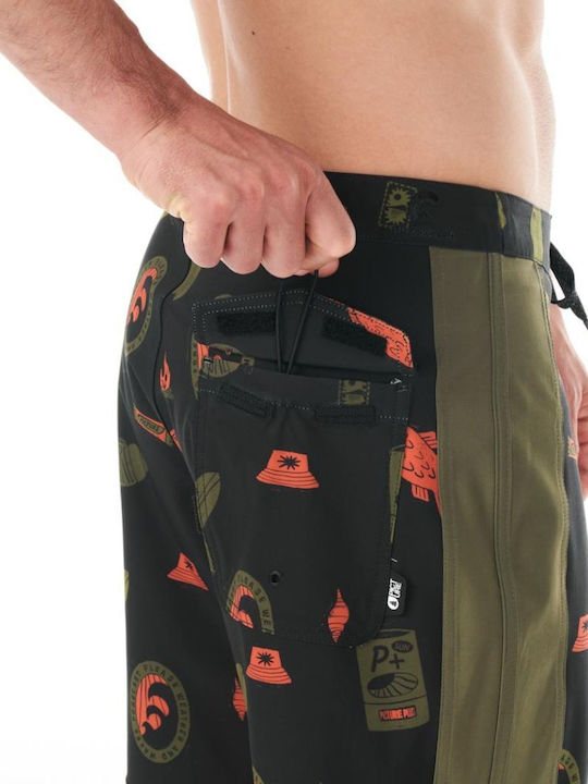 Men's Swimwear Bermuda Black-Olive With Patterns