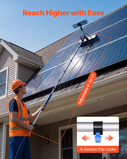 Vevor Solar Panel Cleaning Set Telescopic Handle 12.03m Rotating Brush Tyndcbqjtjh217ppr001v0