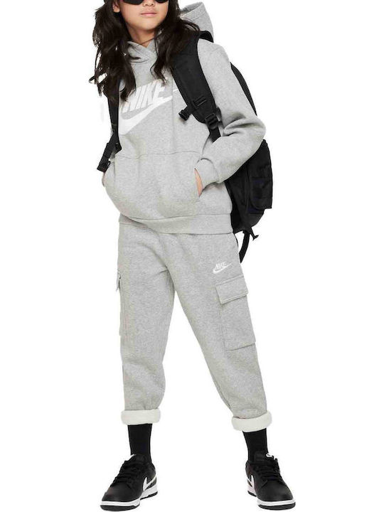 Fleece Παιδικό Φούτερ με Κουκούλα Γκρι Sportswear Club