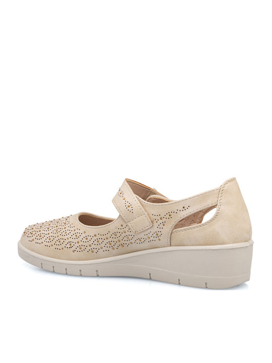 Women's Ballerina Shoes In Beige Colour