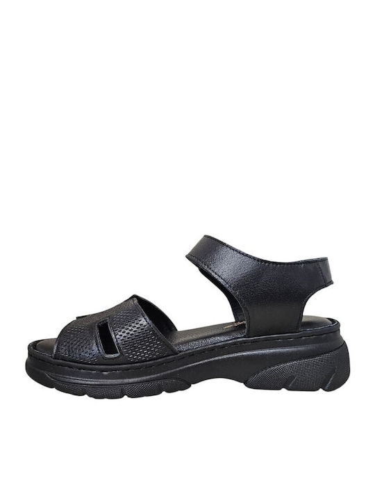 Leather Women's Flat Sandals Black