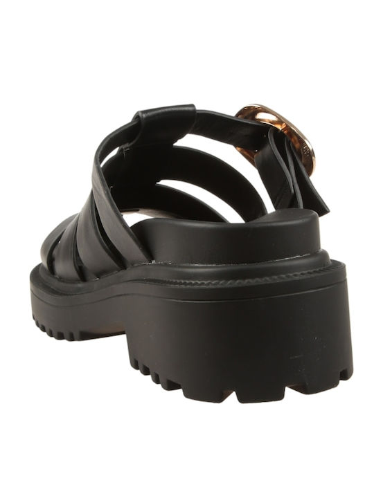 Damen Flache Sandalen Schwarz