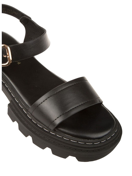 Damen Flache Sandalen Schwarz