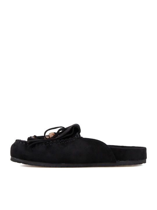 Suede Mules With Heel In Black Colour