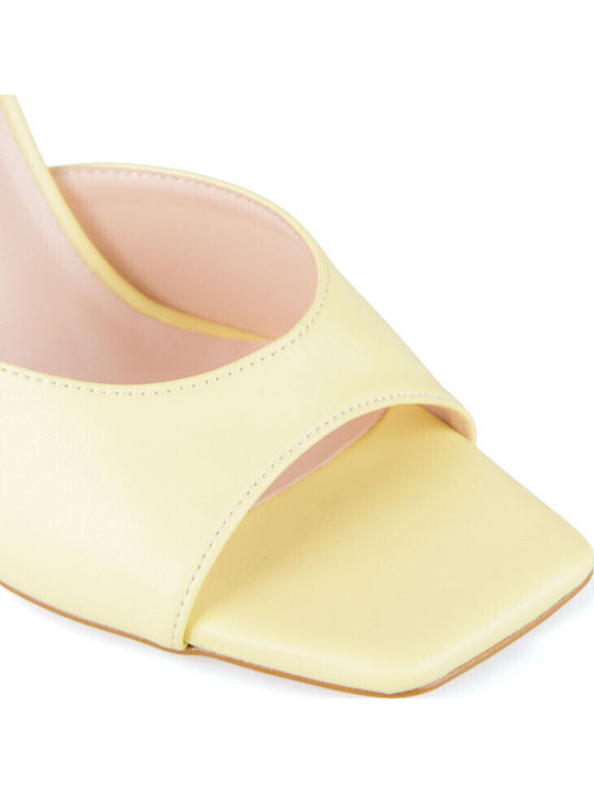 Mules With High Heel In Blonde Colour