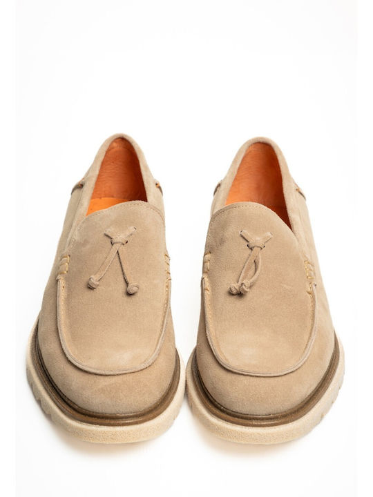 Δερμάτινα Ανδρικά Loafers σε Μπεζ Χρώμα
