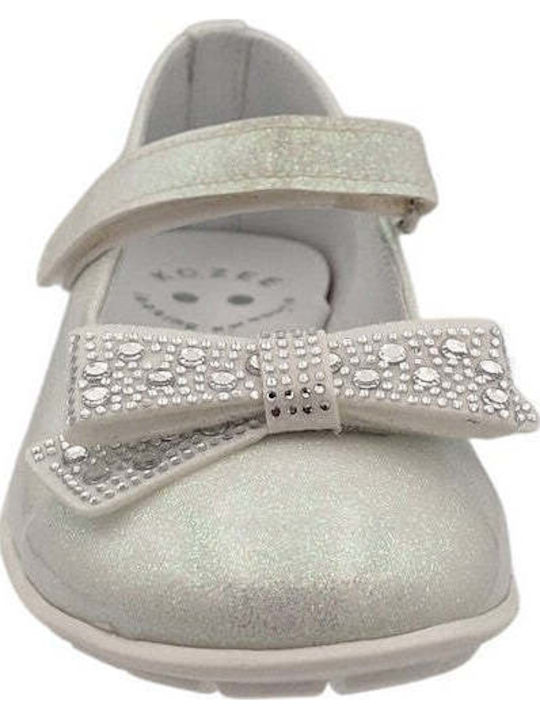 Kids Anatomic Ballerinas With Hoop & Loop Closure Leather Gold