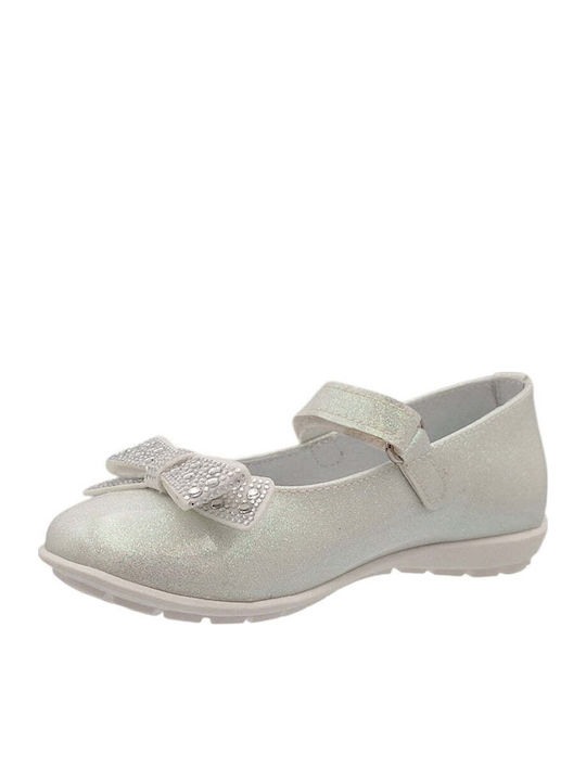Kids Anatomic Ballerinas With Hoop & Loop Closure Leather Gold