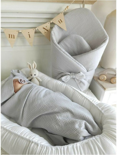 Qmini Pătură Pepinieră Swaddling 100% Bumbac Gri 75x75 cm