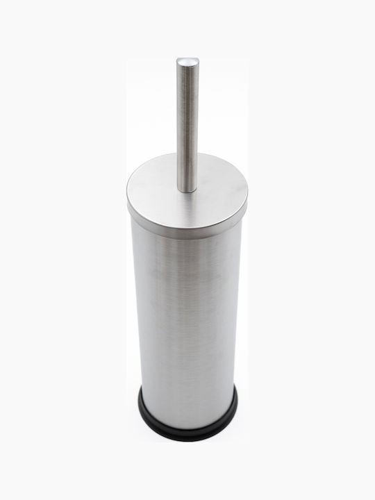 TnS Hotel Classic Inox Bathroom Brush and Trash Can Set Soft Close 5l Silver