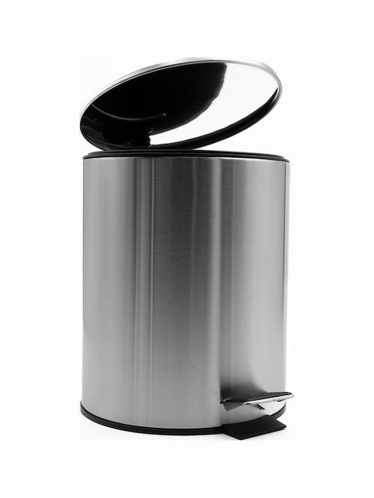 TnS Hotel Classic Inox Bathroom Brush and Trash Can Set Soft Close 5l Silver
