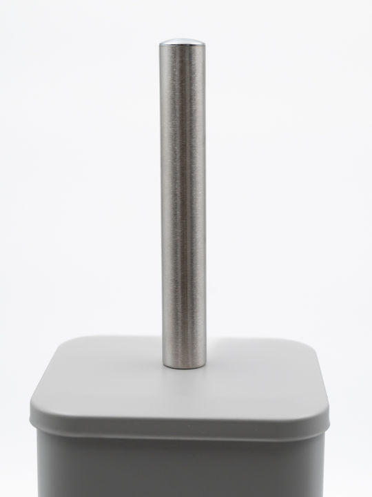 TnS Hotel Slim Metallic Bathroom Brush and Trash Can Set Soft Close 5l Gray