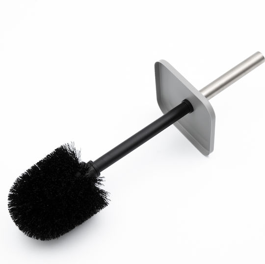 TnS Hotel Slim Metallic Bathroom Brush and Trash Can Set Soft Close 5l Gray