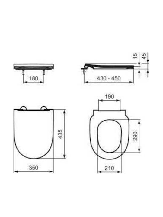 Ideal Standard I.life Καπάκι Λεκάνης Slim Soft Close Πλαστικό Λευκό