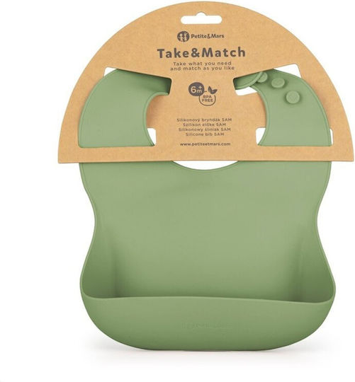 Petite & Mars Babici Pentru Bebeluși Din Silicon Cu Buzunar Verde Pentru 6 Luni+