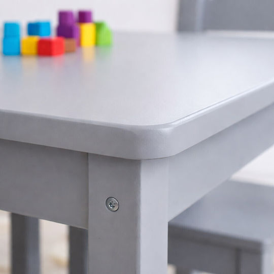 Kids Table Set with Chairs for Painting Made of Gray Wood