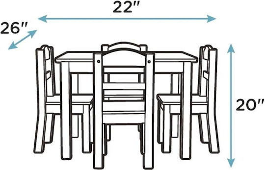 Kids Table Set with Chairs for Painting Made of Gray Wood