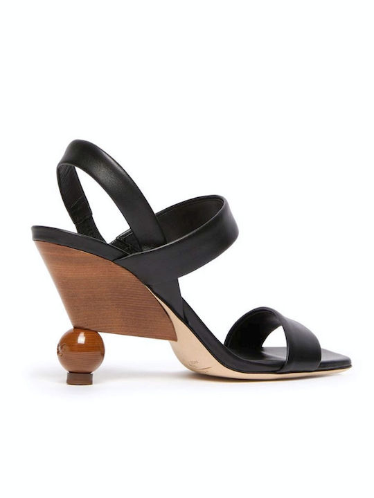 Damen Sandalen Aus Leder Schwarz