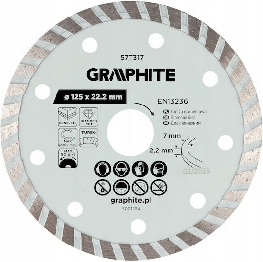 Graphite Turbo Δίσκος Κοπής Δομικών Υλικών 125mm