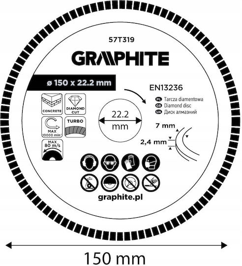Graphite Turbo Cutting Disc for Construction Materials 150mm