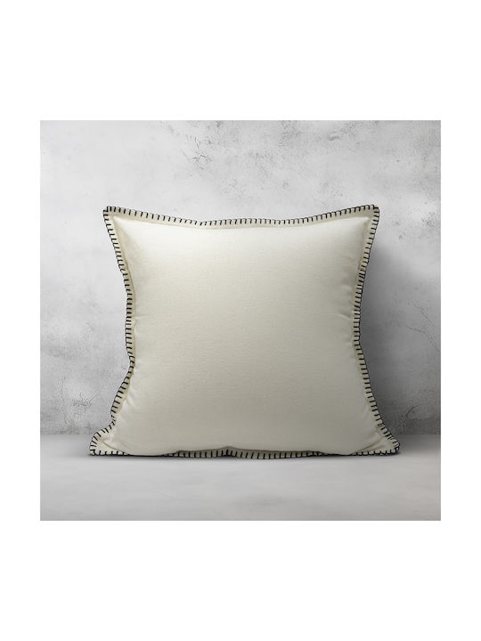 Lino Home Decorative Pillow Case Tavola From 100% Cotton Ecru 45x45cm