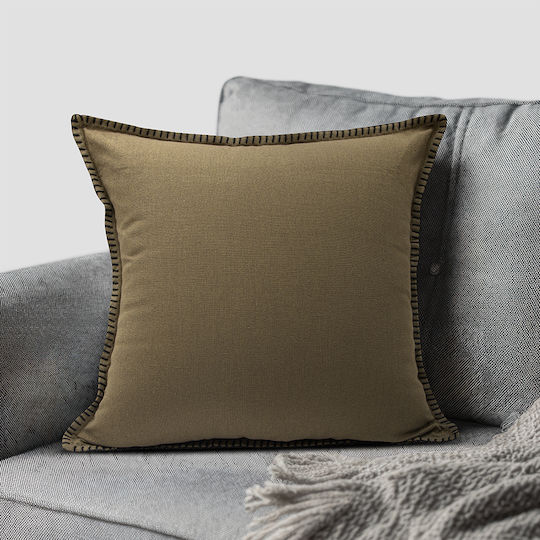 Lino Home Decorative Pillow Case Tavola From 100% Cotton Brown 45x45cm