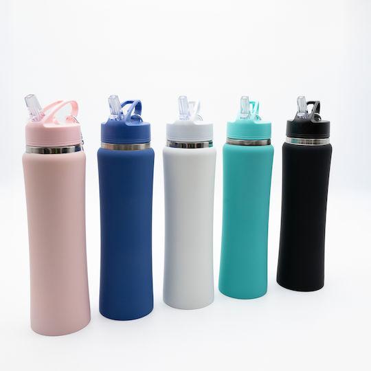 TnS Бутилка Термос Неръждаема Стомана 750ml Неръждаема Стомана с Сламка и Дръжка