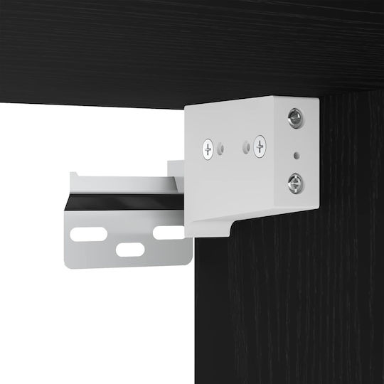 Bibliotecă Living Neagră Stejar Cu Iluminare L197xL30xÎ60.5cm