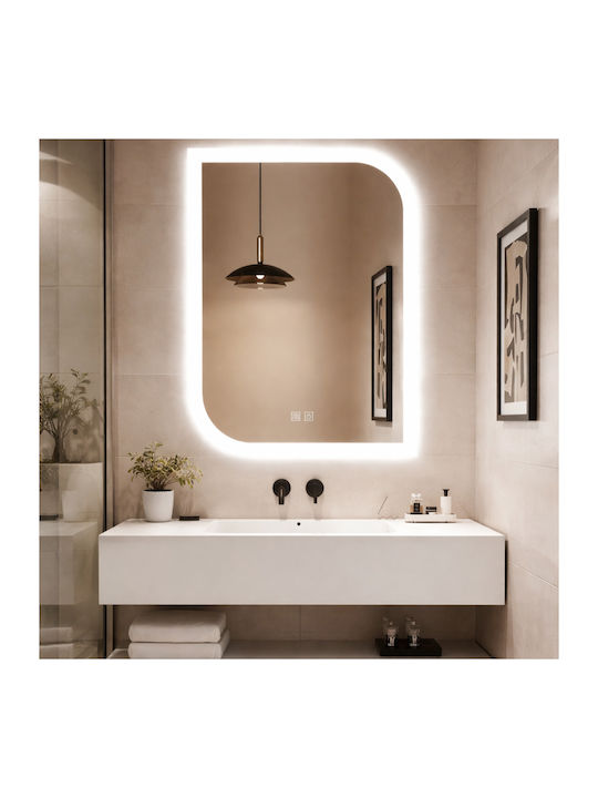 Futura Ορθογώνιος Καθρέπτης Μπάνιου Led Αφής 60x80cm Λευκός