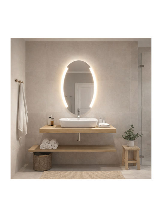 Futura Oglindă de Baie Ovală cu Lumini LED cu Atingere 50x80cm Albă