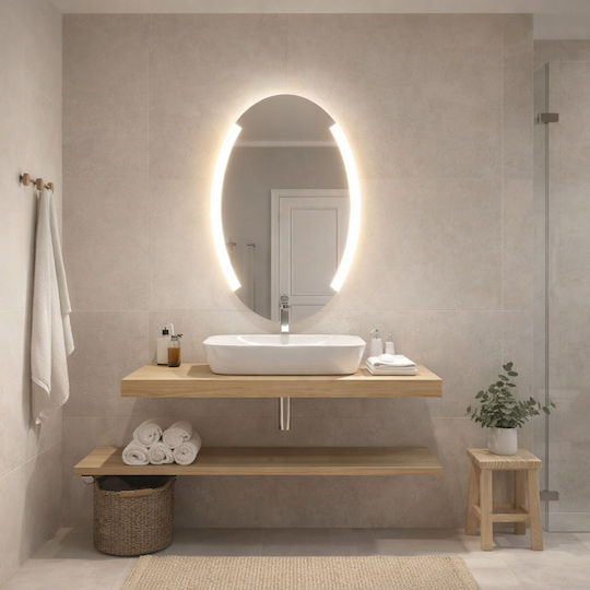 Futura Οβάλ Καθρέπτης Μπάνιου Led Αφής 50x80cm Λευκός
