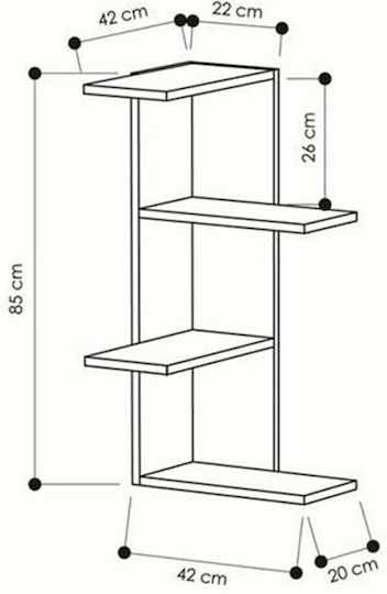 Corner Wall Shelf White 85x42x42cm