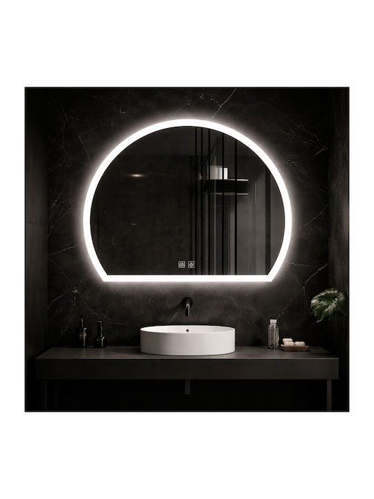 Futura Ημικυκλικός Καθρέπτης Μπάνιου Led Αφής 80x65cm Λευκός