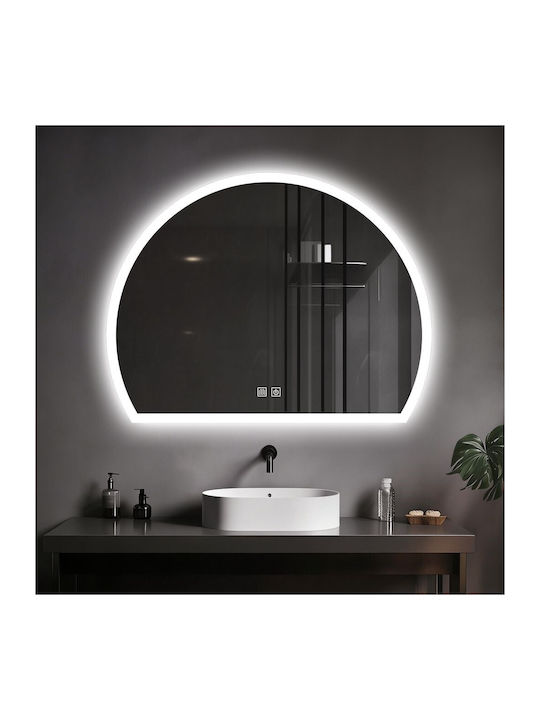 Futura Ημικυκλικός Καθρέπτης Μπάνιου Led Αφής 80x65cm Λευκός