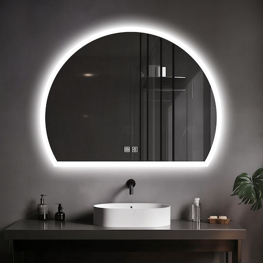 Futura Oglindă de Baie Semicirculară cu Lumini LED cu Atingere 80x65cm Alb