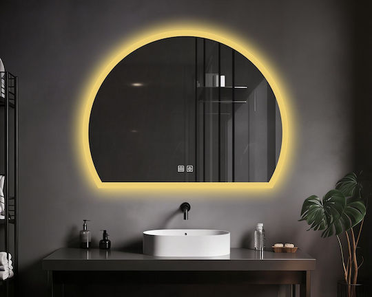 Futura Oglindă de Baie Semicirculară cu Lumini LED cu Atingere 80x65cm Alb